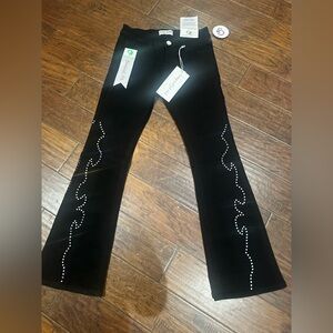 GOGO Black Flare Jeans with‎ White Accents
